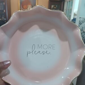 Chic Pink and White Dinner Plate with Gold Trim